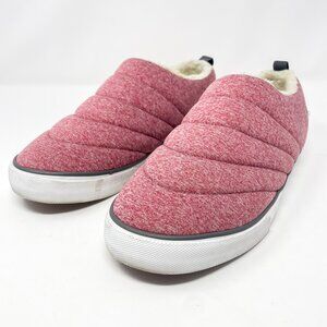 Hurley Arlo Puff Sneakers Pink/Red Lined Fabric Slip On Faux Fur Lined Women's 1